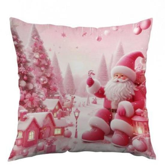 Weihnachts-Kissenbezug mit Weihnachtsmann-Druck Polyester Kissen Sofadekoration Kissenbezug Weihnachtsgeschenk
