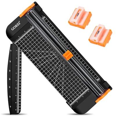 GOKEI Mini Paper Cutter, Paper Trimmer, A4/A5 Compatible, Slide Cutter, Concealed Cutter, Replacement Blades, Straight Cuts, Angle Cuts, Excellent Sha