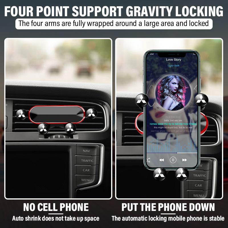 Car Phone Holder Air Vent Clip Smartphone Stand Gravity Support Mount Emblem For MitsubishiS Lancer ASX Mirage Pajero Sport SX6