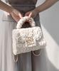 Randa Monogram Shoulder Bag with Ivory 2-Way Fur, Women's,