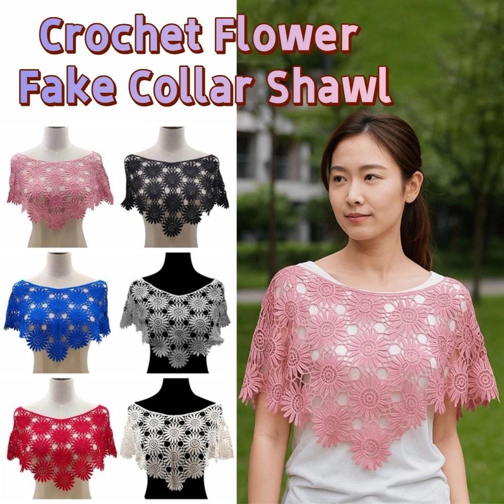 Boho Chic False Crochet Collar Creative Fake Collar Lace Shawl Poncho Garment Accessories