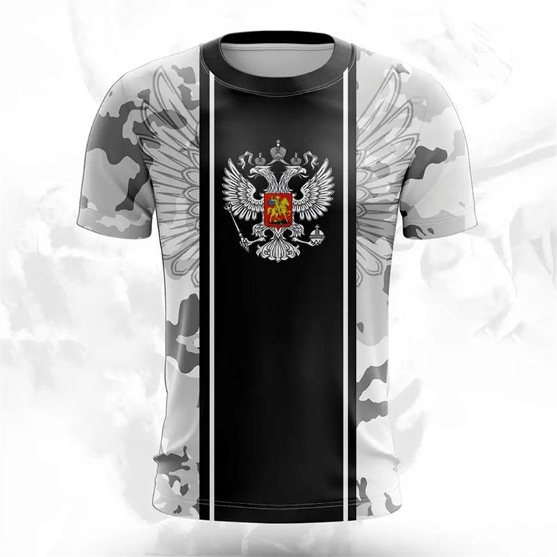 Classic Russian Emblem 3D Print T-shirt For Men Clothes Fashion Street Short Sleeve T Shirts Summer Casual Loose Russian Tee Top