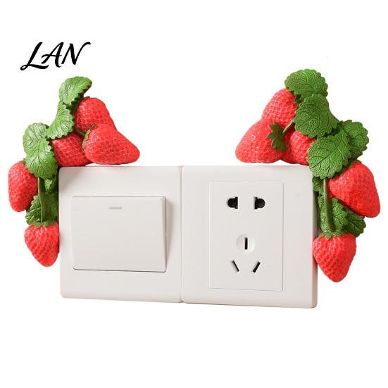 Decorative Switch Surround Fruit Wall Stickers, Creative Kitchen 3D Cute Bedroom Aesthetic Accessories Socket Decor, Resin Waterproof Decal