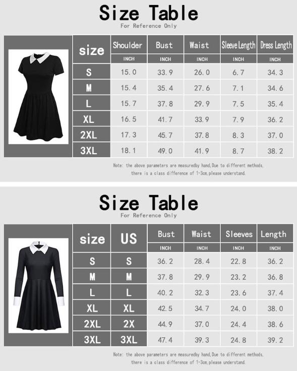 Wednesday Addams Black Dress for Women Girls Halloween Cosplay Costume