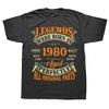 Made in 1980 Birthday Gifts 44 Year Old 44th Bday Present T Shirt Men Printed T-shirt Fashion Short Sleeve Anniversary Tee Tops