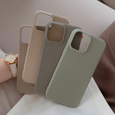 Fashion Silicone Woven Pattern Mobile Phone Case for Iphone 15 14 13 12 11 Pro Max Plus Soft Shockproof Bumper Full Cover