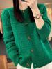 Women's Retro Loose Fit Wool Cardigan with Horn Buttons - Autumn/Winter Collection