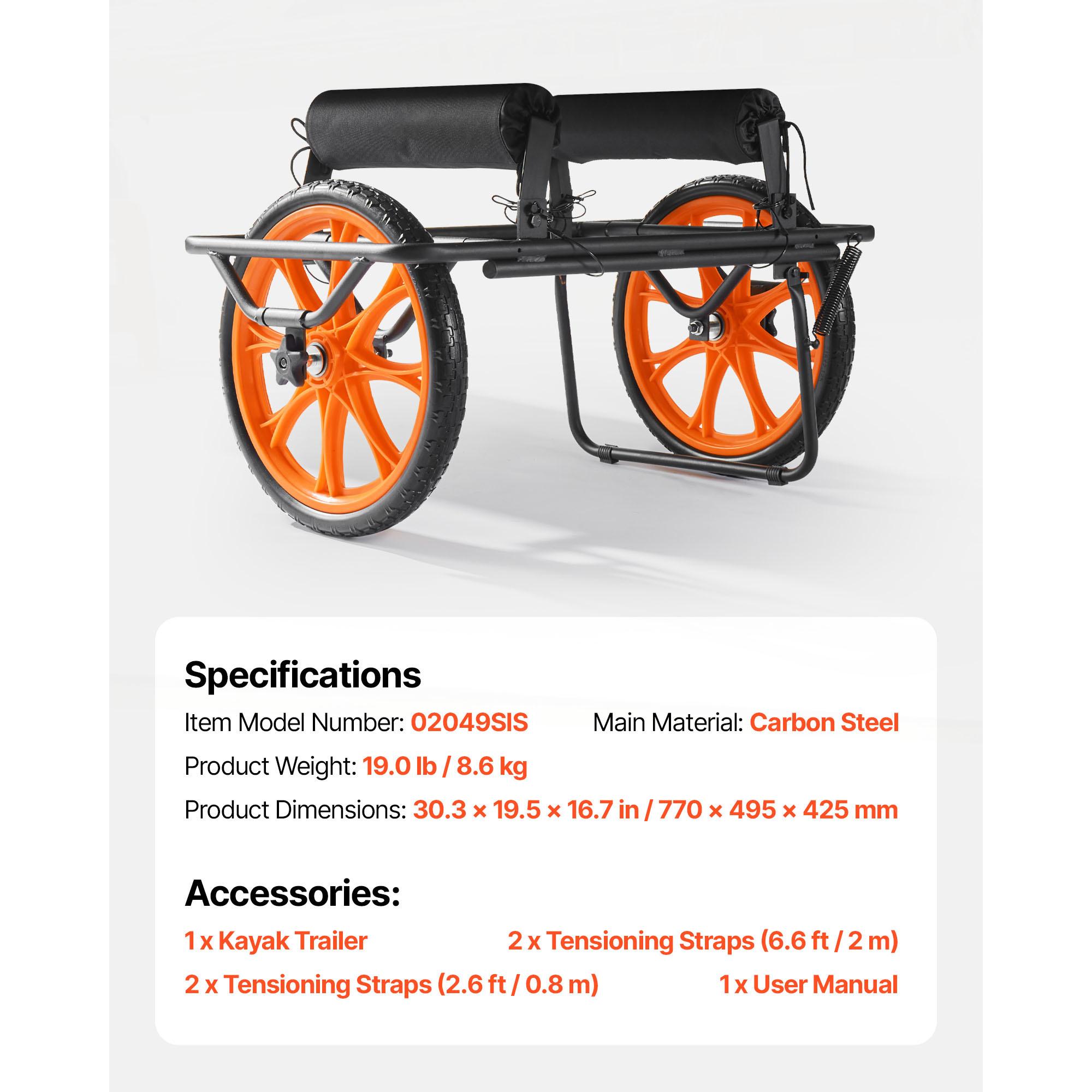 

SucceBuy Kayak Cart 330 lbs Capacity Canoe Cart Dolly with 15in Solid Rubber Tires & Kickstand Assembles&Disassembles for Kayaks