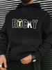 "ROCKY" Graphic Hoodie - Red Casual Sweatshirt with Yellow & White Print