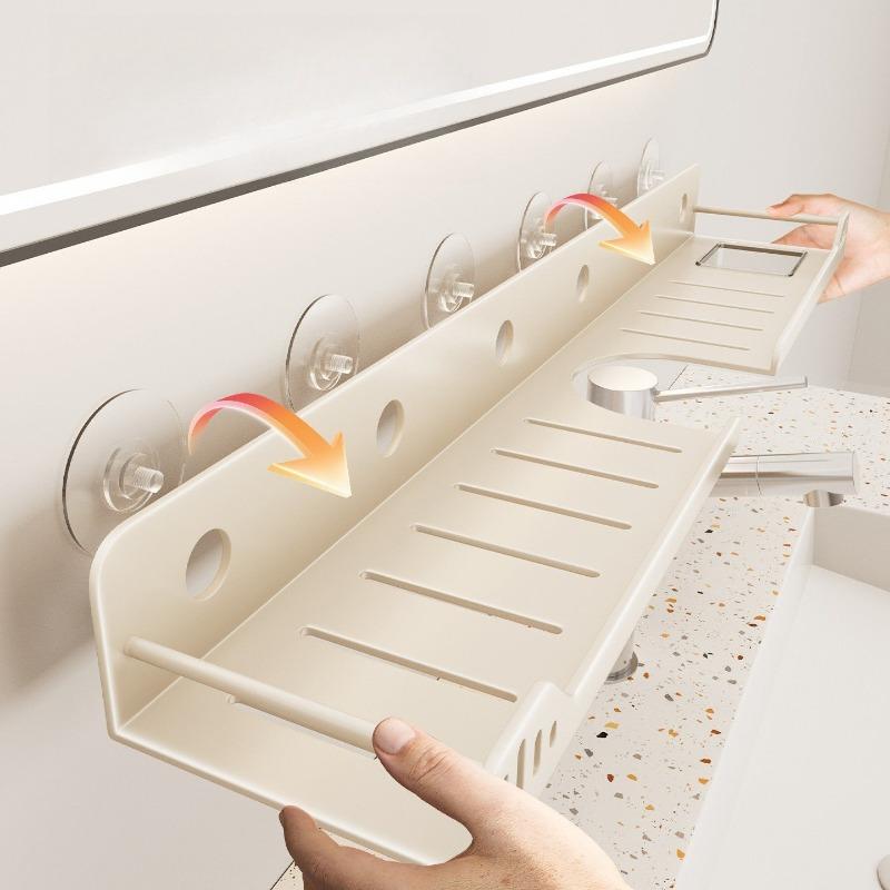 Saugnapf Badezimmer-Aufbewahrungsregal Ohne Bohren Wandmontage-Organizer Für Waschbecken Armatur Spiegel Vorderseite Toilette Badezimmer-Platzhalter