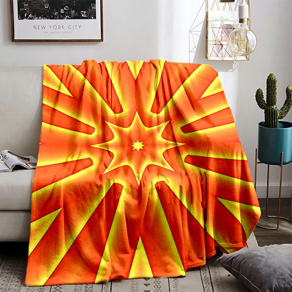 Abstract Orange Starburst Pattern blanket for Bedroom or Living Room Decor blanket, suitable for use in the bedroom, living room, on the sofa