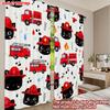 Conjunto de 2 Cortinas de Gato Bombeiro Impressão Digital Gatinho Preto Fofo Capacete Vermelho Padrão de Caminhão de Bombeiros Decoração para Quarto de Crianças Quarto Cortina Poliéster Perfeito