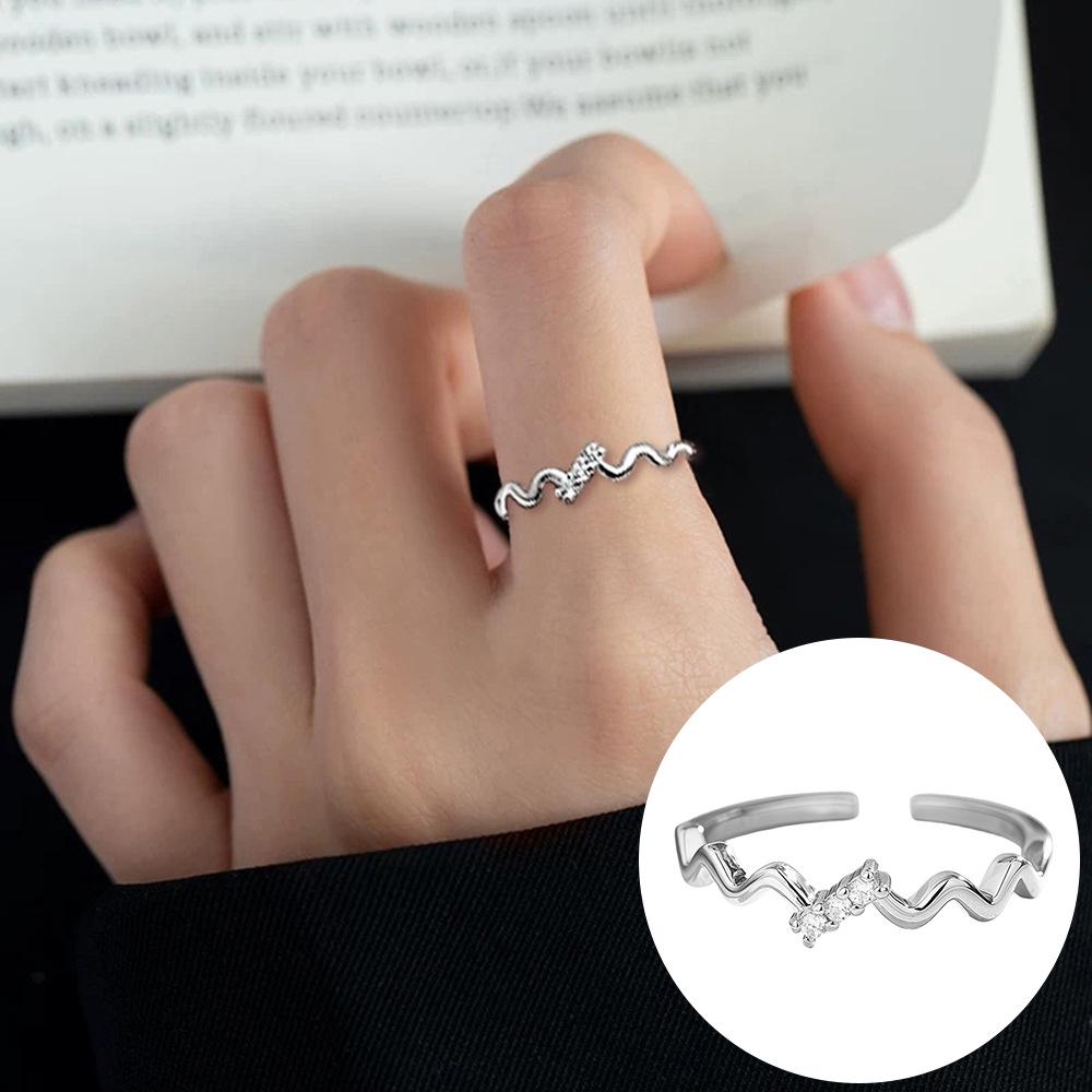 Exquisiter offener Goldring: Japanischer & Koreanischer Stil, Dünnes Band mit Diamanten besetzt, Stapelbarer & Eleganter Fingerschmuck