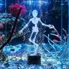 Decorazione per Acquario di Pesci d'Acqua Salata Scheletro Danzante Bubbbler Decorazione per Acquario Ornamento Pneumatico Mobile Resina con Tubo dell'Aria da 1 Metro Halloween Sott'Acqua