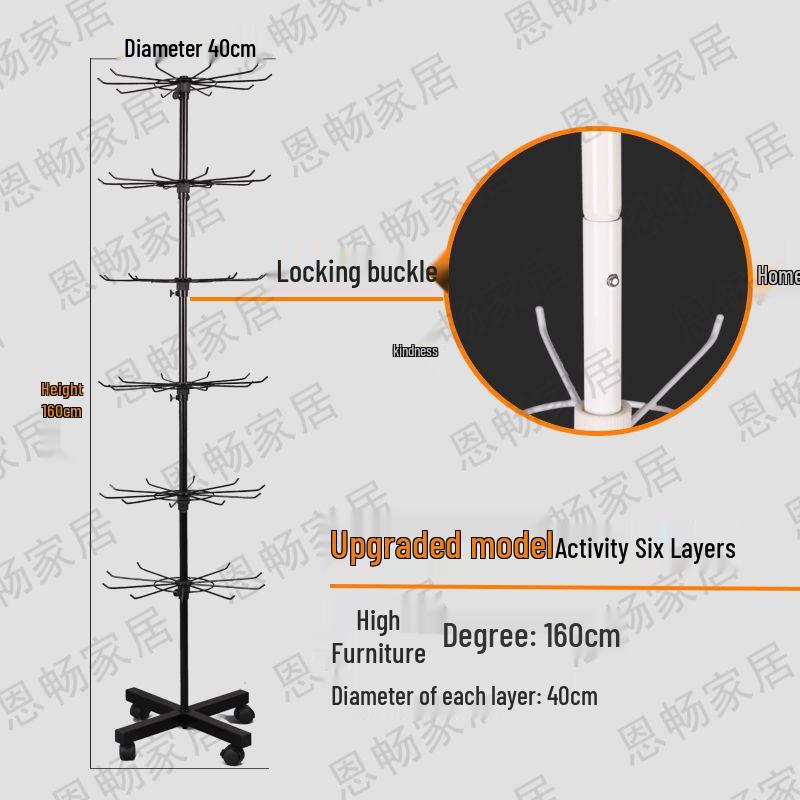 Multilayer Rotating Display Stand with Wheels for Jewelry, Socks, Keychains, Toothbrushes & Stationery
