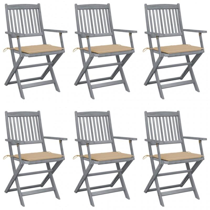 Day and Night - Day and Night Folding Garden Chairs 6 Units Cushions Solid Acacia Wood