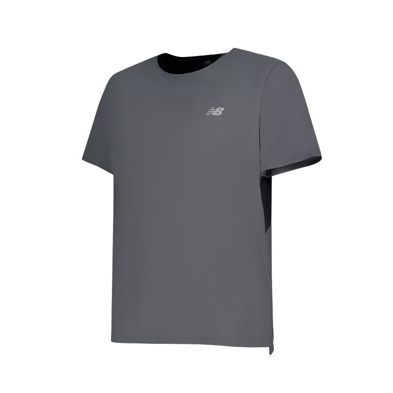 New Balance T Shirts Men s Gray Crew Neck Moderate MT43213-GT 2XL