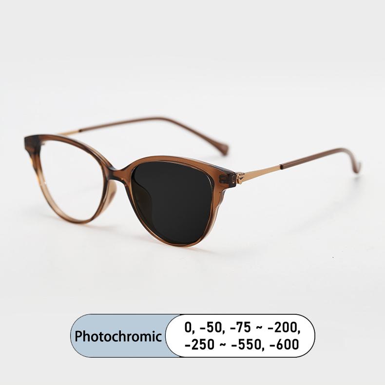 Japanese-style Cat-eye Small Frame Myopia Glasses Anti Blue Ray Prescription Photochromic Women Eyewear