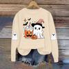 Dame Moteable Casual Langermet Halloween Trykket Rundhals Topp