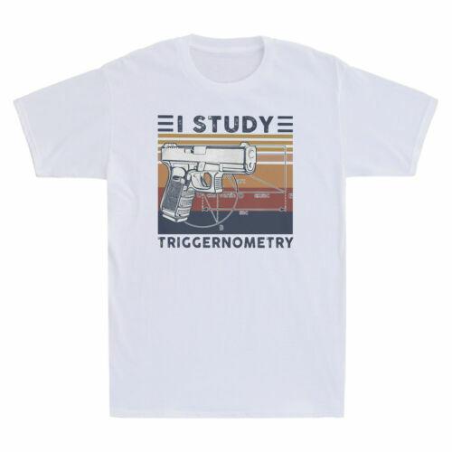 Gun I Study Triggernometry Vintage Men s Short Sleeve T-Shirt Cotton White Tee M