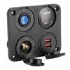12V24V 4 Hole Switch Panel Waterproof QC3.0 Dual USB Socket Voltmeter Power Outlet for Boat Car RV