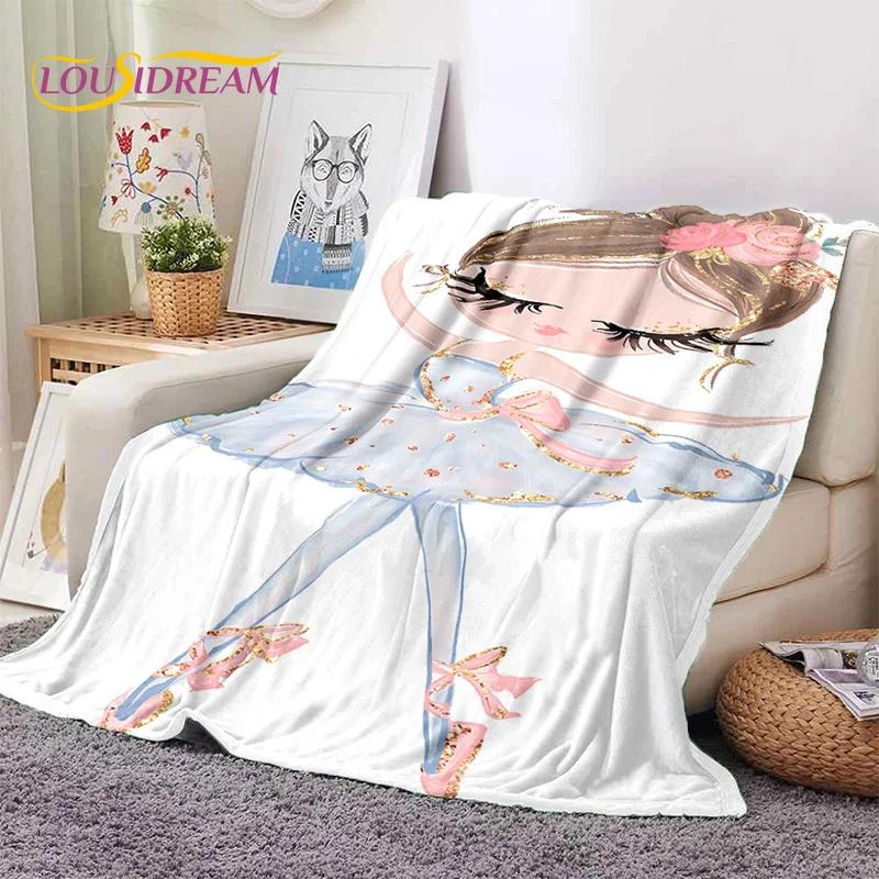 Cute Ballet Girl Ballerina Fairy Cartoon Soft Flannel Blankets,Throw Blanket Comfortable Blanket for Picnic Beds Sofa Bedroom 3D