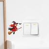 Festive Party Ornaments Halloween Switch Sticker, Witch Riding Broom Light Decal, Easy Apply Wall Stickers Self-Adhesive for Bedroom Living