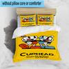 3PCS Cup-head And Mugman Adventure 3pcs Bedding,Including 3PCS Duvet Cover And 2pcs Pillowcases Perfect for Christmas,Ideal for Bedroom, Dormitory
