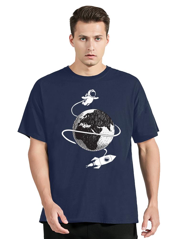 

Astronaut Spaceship Lunar Surface Print T-shirt Fashion Summer Men s Clothes Oversized Tshirt Hip Hop Tshirt Casual O-neck Te... S разноцветный