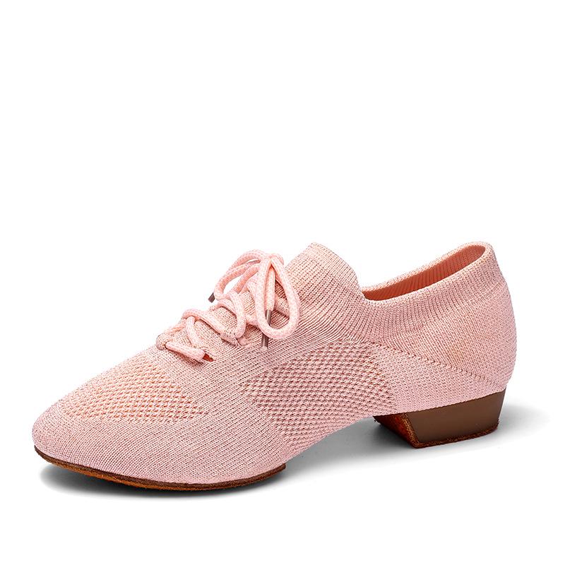 Fly-knit Schnür-Ballerinas mit Absatz für Damen-Latein-, Yoga- oder Jazztanz.
