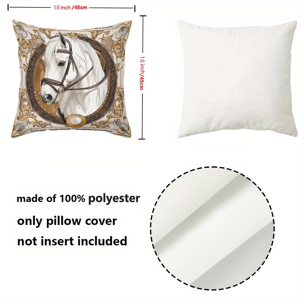 1 Pieces Elegant White Horse Pattern Decorative Throw Pillow Polyester pillowcase, sofa decorative cushion cov Headboard Pillow