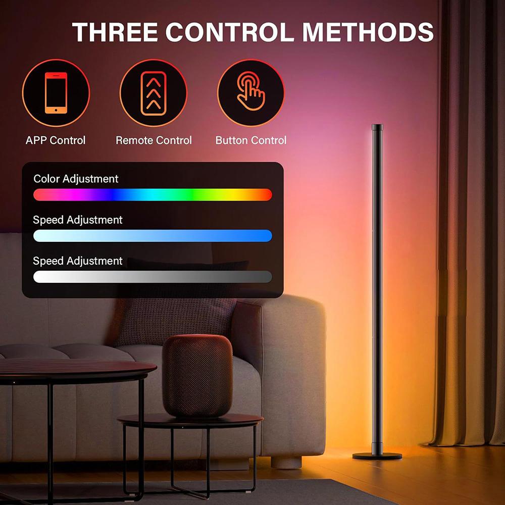 Living Room Color Floor Lamp Dimmable Corner Floor Lamp with Music Sync Modern Color Changing Mood Light Table Lamp Lighting