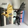 Decorative Shelf Accents Double Dragon Bookends, Vintage Fantasy Flying Bookshelf Decor, Stable Retro Style Book Holder Sculpture Stopper for Shelves,