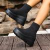 European and American Martin boots women's autumn new flying woven wedge heel short boots large size thick-soled elastic thin boots