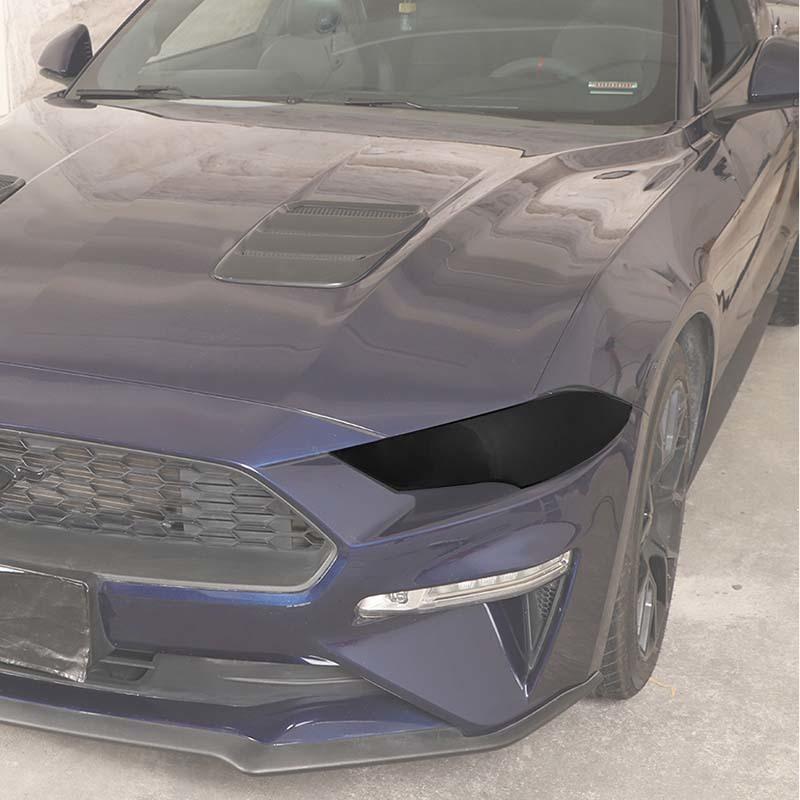 Bil Främre Strålkastare Lampa Dekorationsskydd ABS Dekoration För Ford Mustang 2018 Upp Exteriörtillbehör ,Rökt Svart