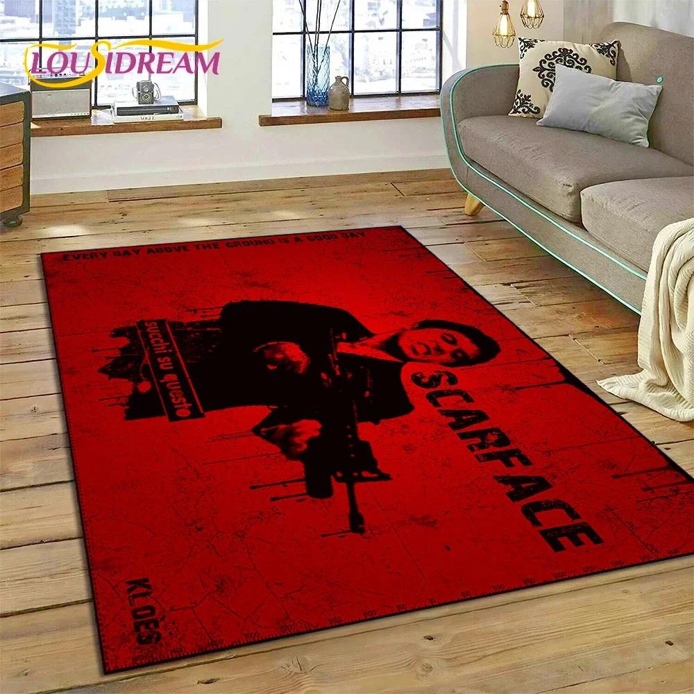 Scarface Tony 3D Printing Movie Carpet Rug for Bedroom Living Room Home Sofa Decoration,Children Game Large Decor Floor Mat Gift