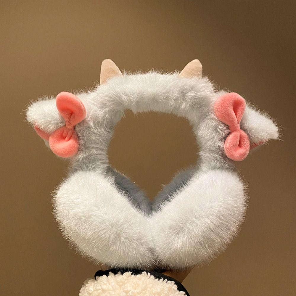 Soft Plush Winter Ear Warmer cartoon Cute Ear Cover Windproof Little Lamb Horns Earmuffs  Cycling