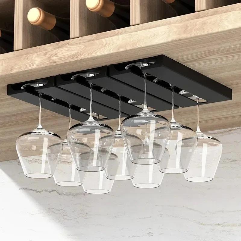 Wine Glass Hanging Holder Kitchen Cabinet Free Punching Holder Multi-Function Goblet Classification up Organizer
