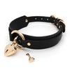 Lalatia Heart Choker Collar with Padlock and PU Leather Women's Ring, (Black & Gold)
