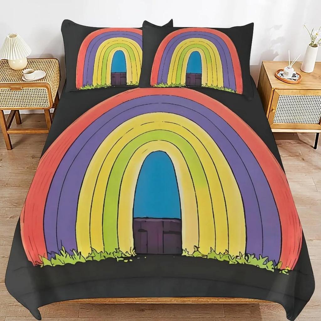 Soft Microfiber Duvet Cover Set 2Pcs,Rainbow Tie Dye Quilt Cover Bedding Set Bed Covers And Pillowcase 75*50 With Zipper Closure