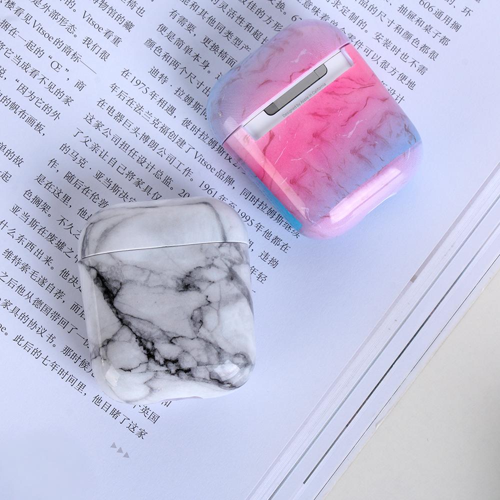 Fashion Shockproof Charging Box Marble Stone Protective Case Cover Bag Shell Hard PC