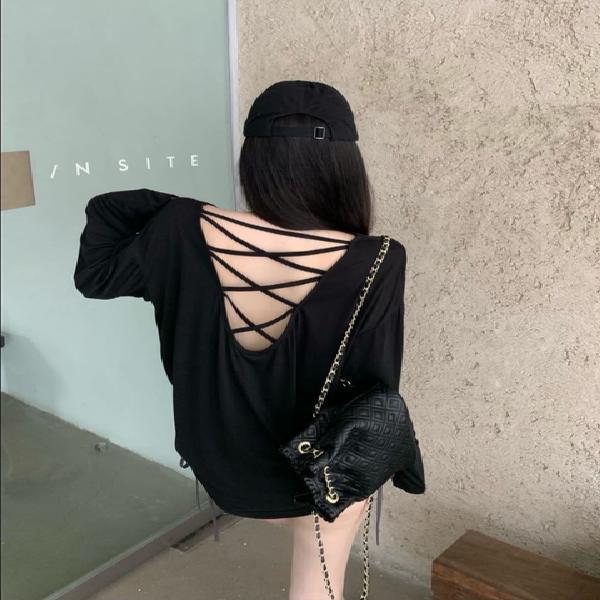 

Женский шикарный кардиган с открытой спиной для защиты от солнца - С длинным рукавом, свободного кроя, летний топ, стройнящий фигуру Small чёрный