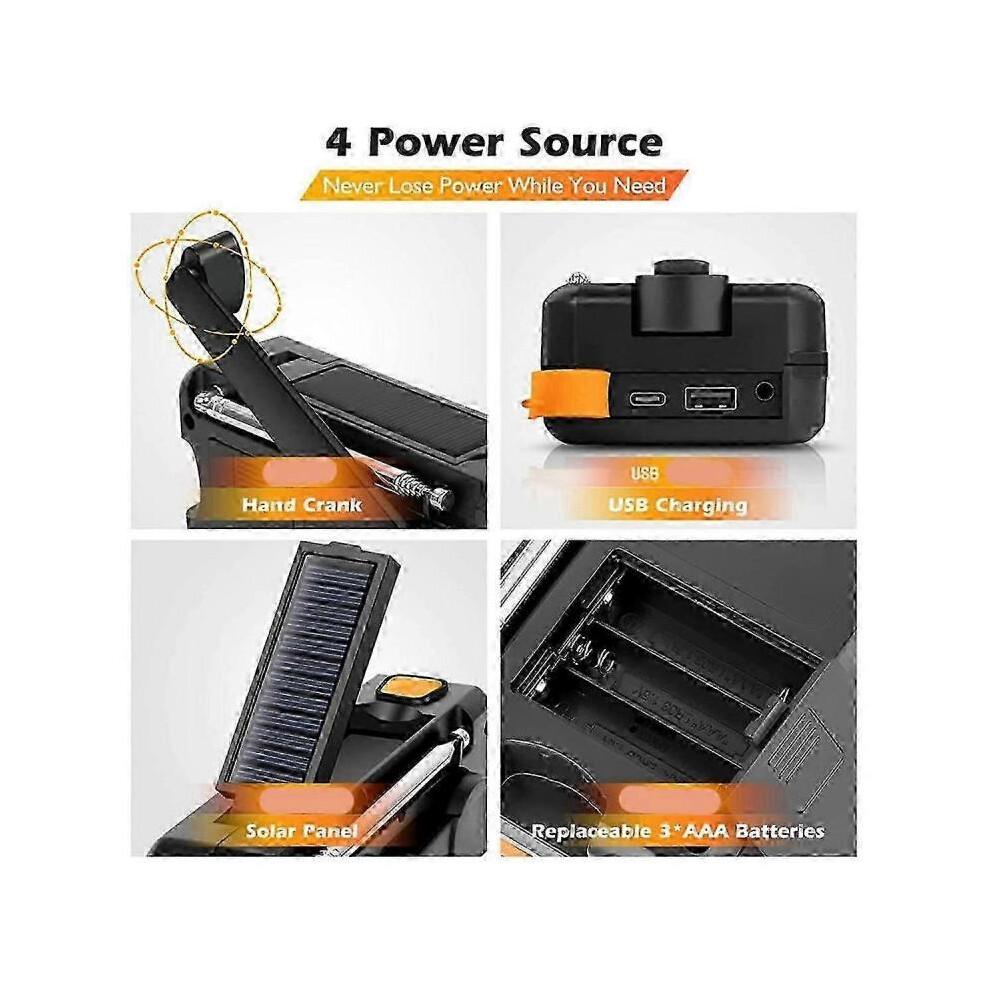 DAB373BT Crank Radio +FM BT Emergency Radio with 5000 MAh Battery Solar with Alarm Clock Blackout E 0619 SZRH A-X