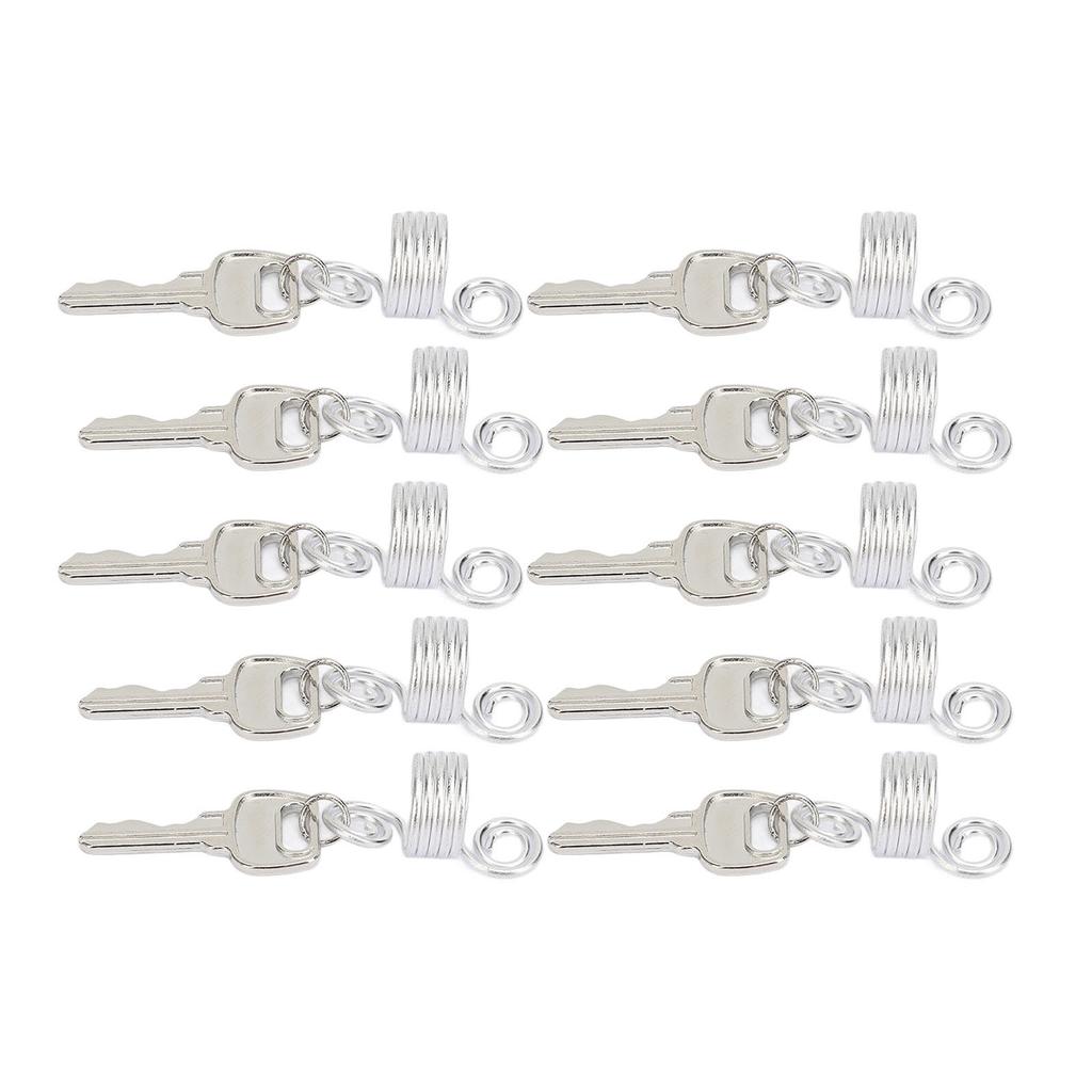 10pcs Beard Beads Keys Springs Beard Ornaments for Men Women Hair Braiding Decoration