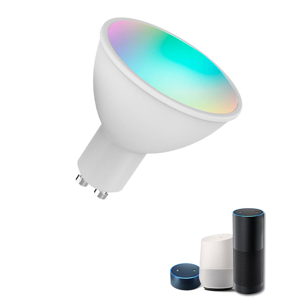 WiFi Smart Bulb RGB+W+C LED Bulb 5W GU10 Dimmable Light Phone APP Remote Control Compatible with Alexa Home Tmall Elf