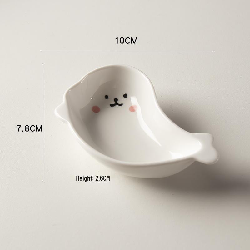Kreative Cartoon Geprägte Keramik Saucenschale - Mini Niedliche Hot Pot Dipping- & Snackschale
