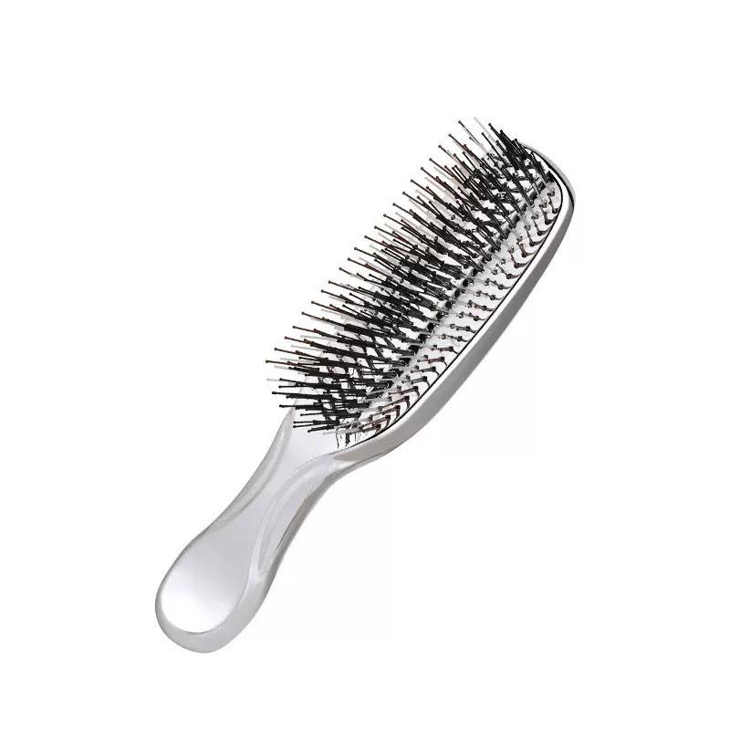 Detangling Hair Brush with Electroplated and Color Box Packaging, 1 Piece