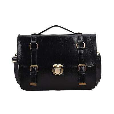 Bolsa Tiracolo de Ombro Escola Couro Sintético Bolsa Escolar DJ240 [maytopia] Bolsa, Bolsa, Bolsa, Bolsa, (Preto)
