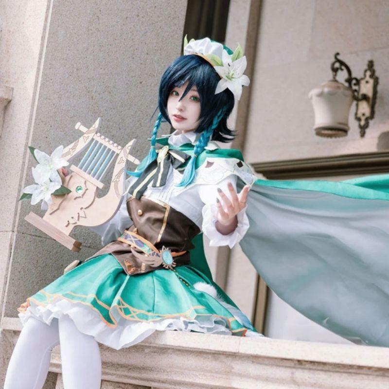Genshin Impact Venti Cosplay Kostüm Uniform Perücke Schuhe Cosplay Anime Chinesischer Stil Halloween Kostüme Für Frauen Spiel Wendi Windy