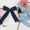 Denim Blue Ribbon Handmade Fringe Frayed Fabric for Wedding Invitations Bridal Bouquets Gifts Wrapping and Bow Handmade Material